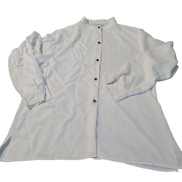 Patchington Womens Button Up Blouse White Size Medium 100% Polyester Long Sleeve - Picture 1 of 12
